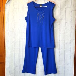 SALON STUDIO 2 Piece Sleeveless Jersey-knit Pants Set